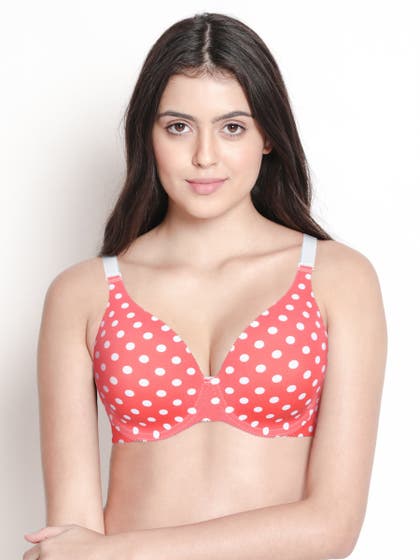 Shyaway HANA Shell Pink Polka Print Seamless T shirt Bra