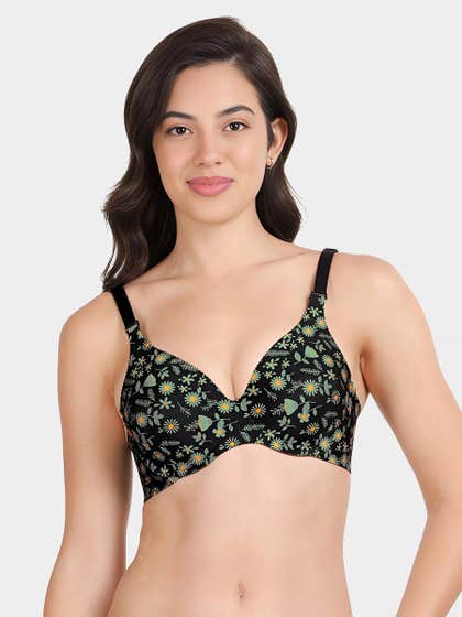 Shyaway HANA Green Floral Broad Winged Seamless T-Shirt Bra