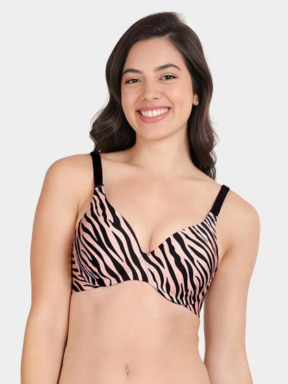 Shyaway HANA Pink Zebra Broad Winged Seamless T-Shirt Bra