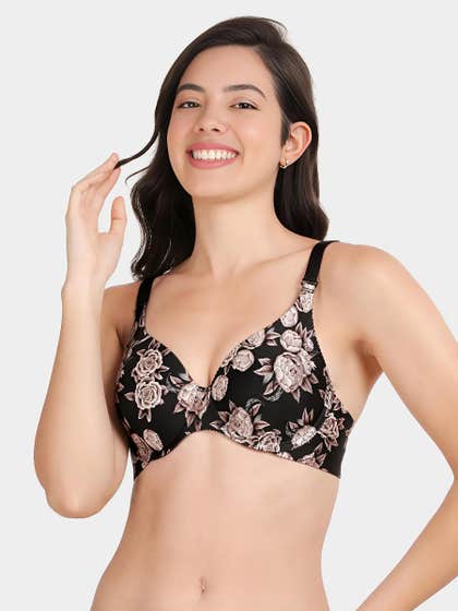 Shyaway HANA Brown Floral Broad Winged Seamless T-Shirt Bra