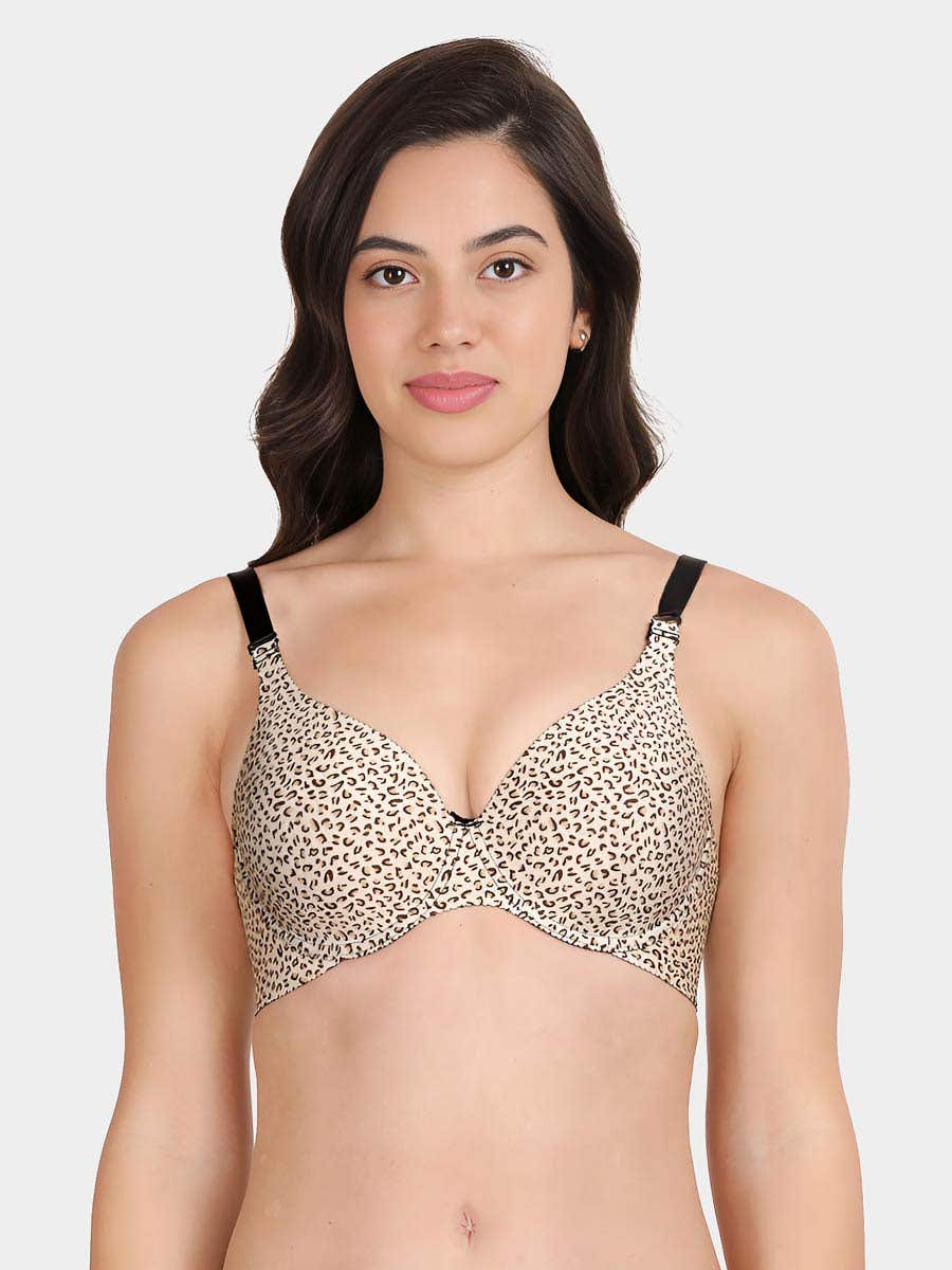 Taabu Black Beauty Heart Print Padded Wirefree T shirt Bra