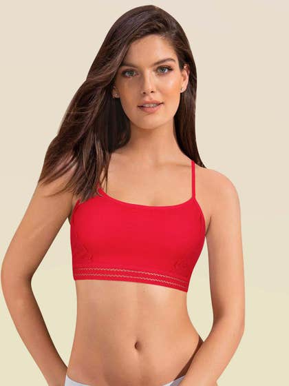 Shyle Fiery Red Full Lace Fancy Back Full Coverage Bralette