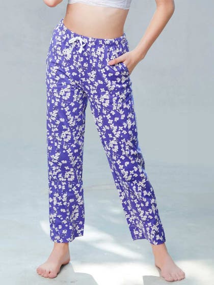 Shyaway Paisley Purple Floral Print Full Length Pyjama Pants