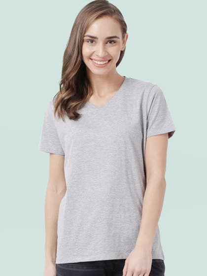 Shyaway WindChime Grey Solid Nightwear T shirt 