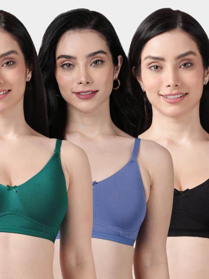 Susie Multicolor Solid Full Coverage Moulded Everyday Bra Combo A