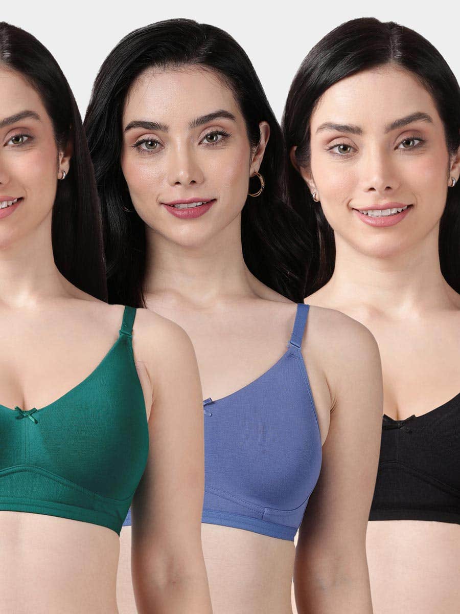Susie Multicolor Solid Full Coverage Moulded Everyday Bra Combo A