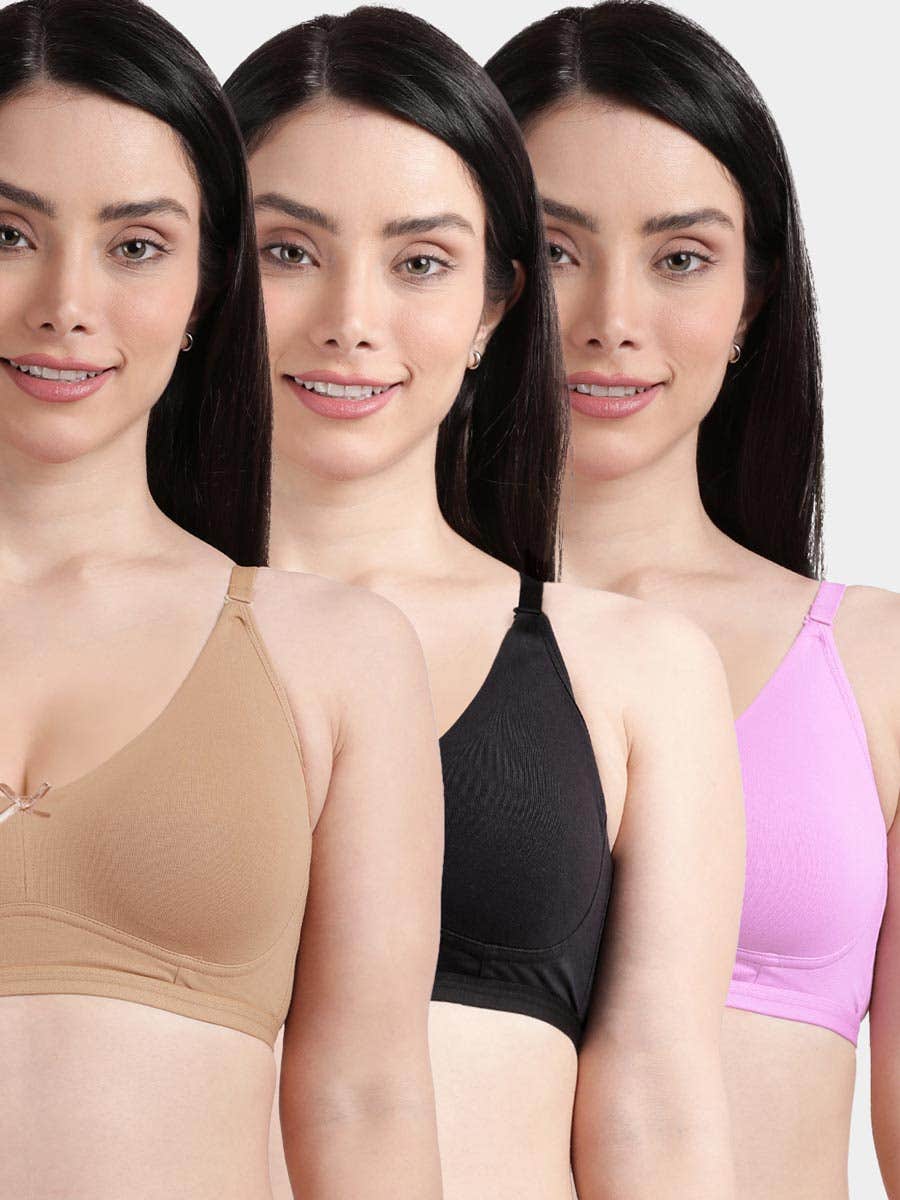 Susie Multicolor Solid Full Coverage Moulded Everyday Bra Combo C