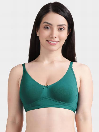 Susie Teal Green Solid Full Coverage Moulded Everyday Bra